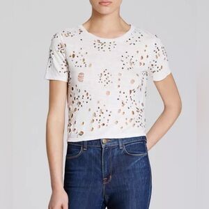 Alice + Olivia Distressed Hole Tee Shirt Sequence Gypsie Hippie Hobo‎ Bohemian